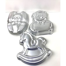 Wilton Vtg Lot of 3 Bunny Rabbit, Santa Bear And Rocking Horse Cake or Jello