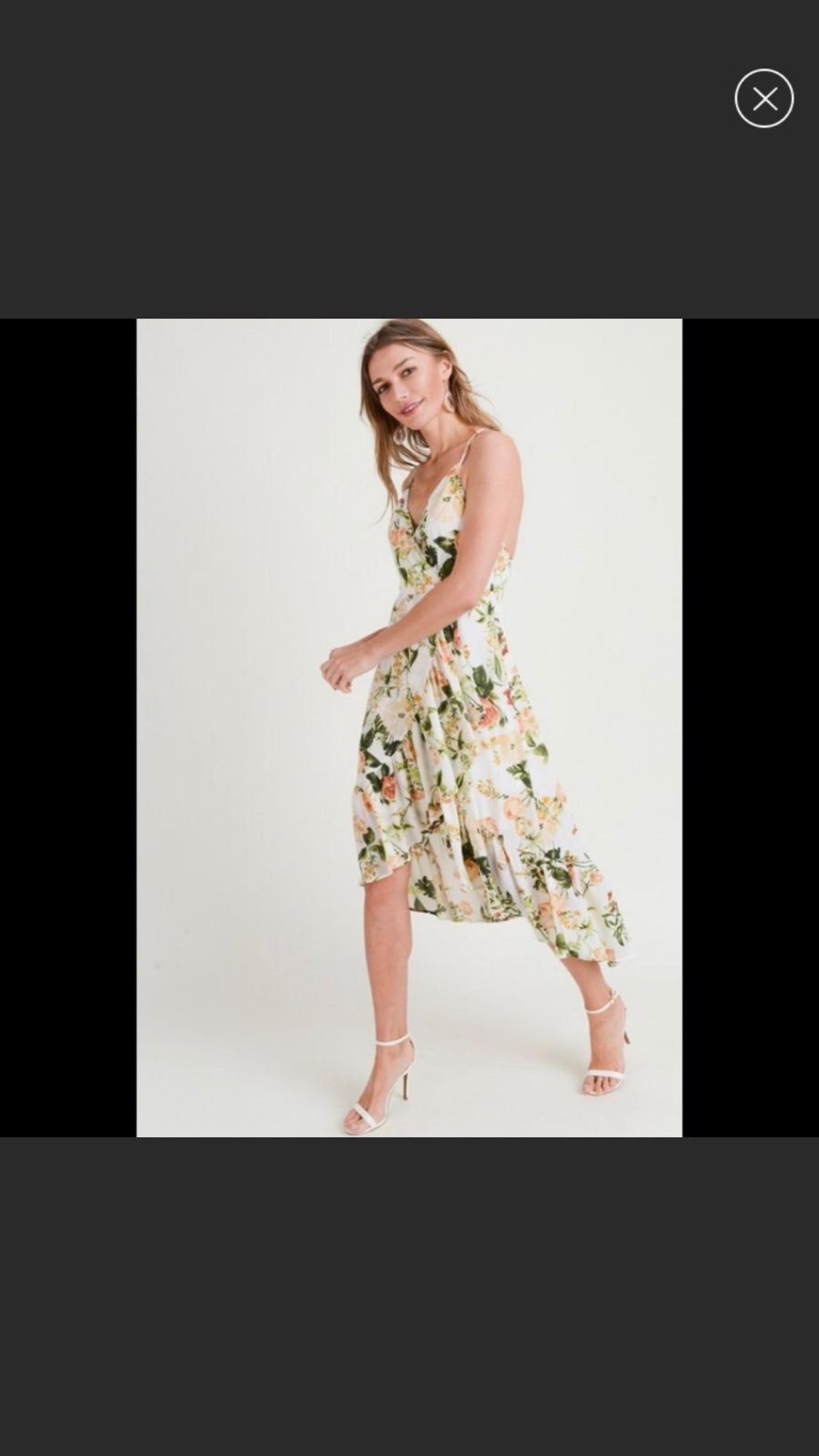 Women's Floral Maxi Sleeveless V- Neck High Low X-Back Maxi Slip Dress S