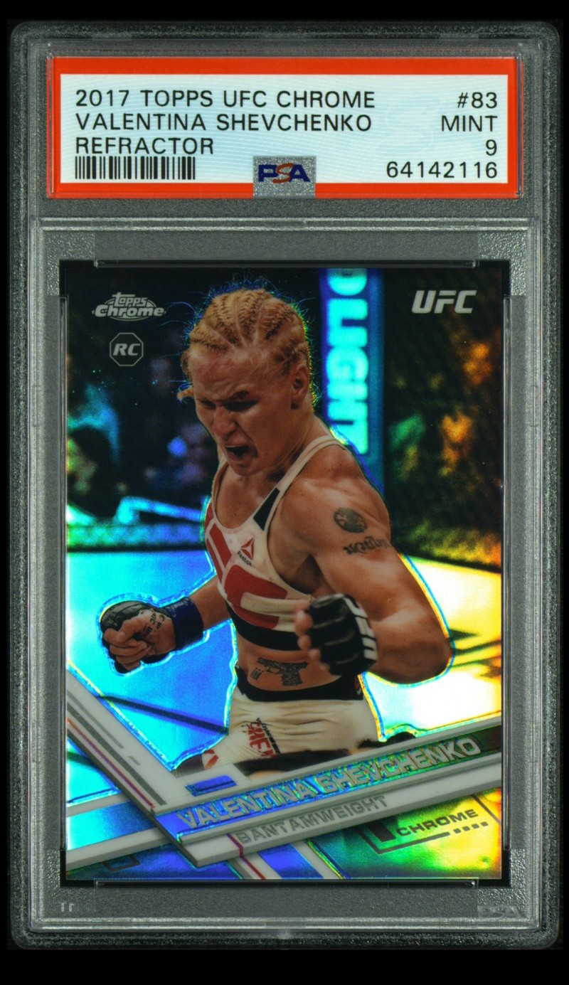 2017 TOPPS CHROME UFC VALENTINA SHEVCHENKO RC CARD #83 REFRACTOR PSA 9