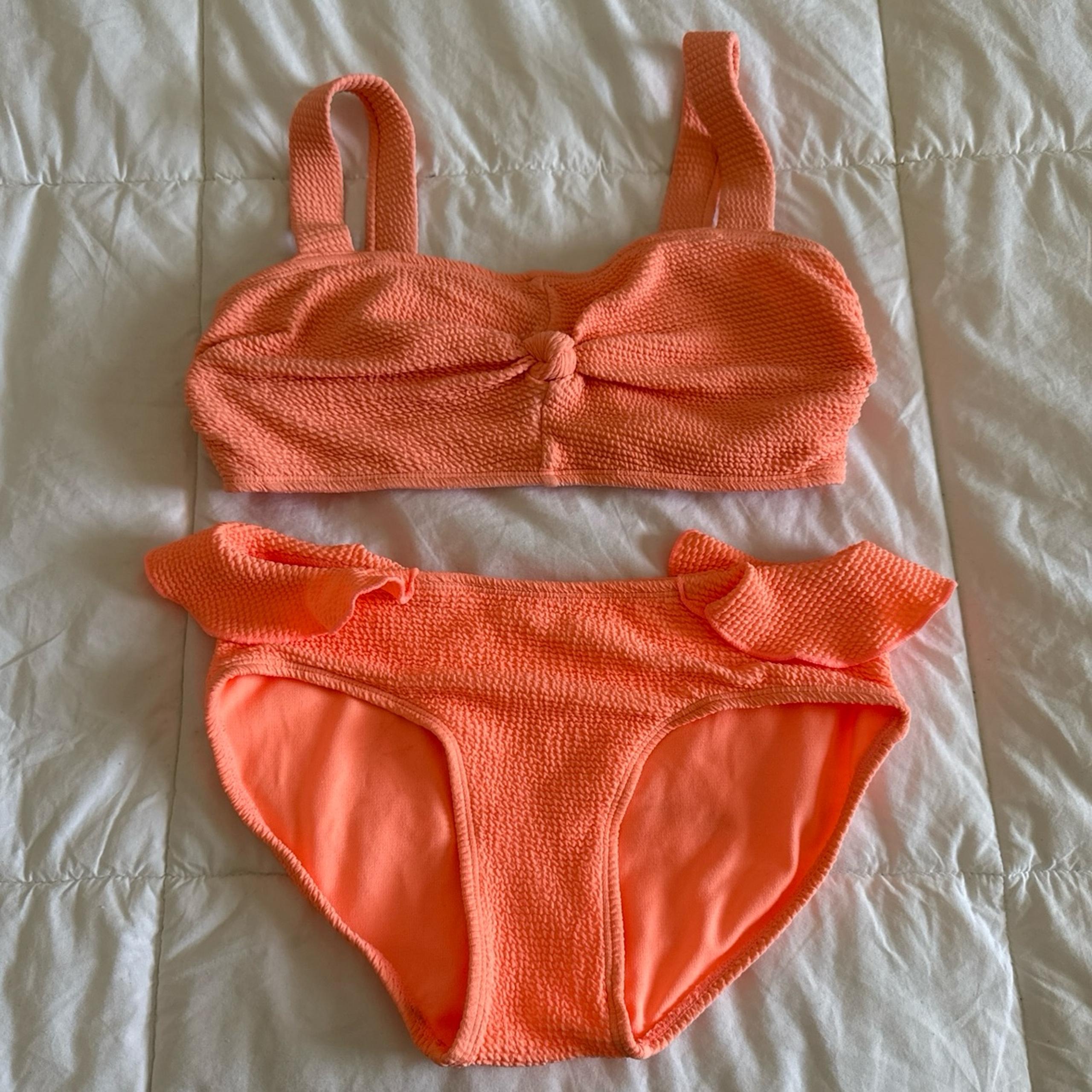JUSTICE Girls Bikini Swimsuit Neon Orange Sorbet Size 12-14