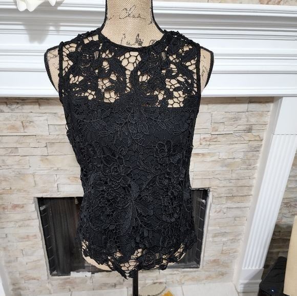 Nanette Lepore black lace dressy tank top size small new!!!
