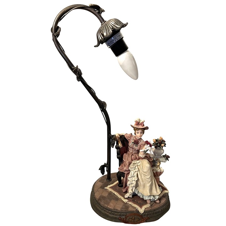 Montefiori Collection Victorian Woman Frosted Tulip Lamp No Shade