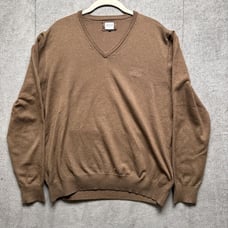 Armani Collezioni Sweater Large Brown V Neck 100% Virgin Wool Pullover