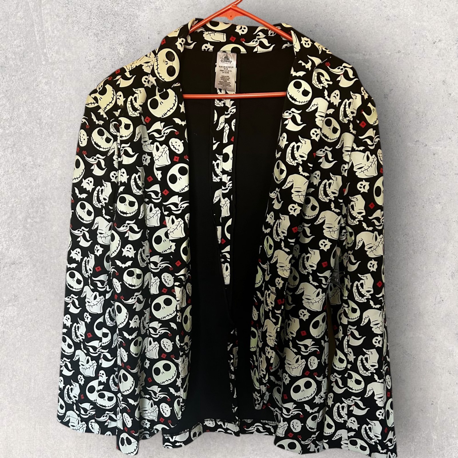 New Disney Mens Jack Skellington glow in the dark Blazer s/m