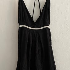BLACK HALTER TOP TIE BACK
