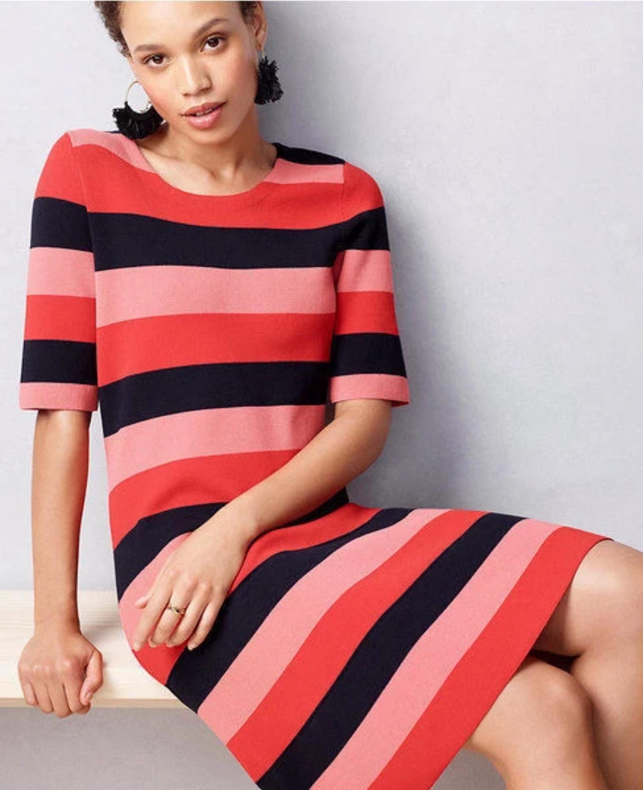 Striped Swing Sweater Dress with 3/4 Length Sleeves by Ann Taylor - NWTS!