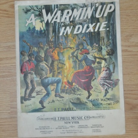 1899 Antique Dixie Sheet Music Large Format A WARMIN' UP IN DIXIE Cake Walk