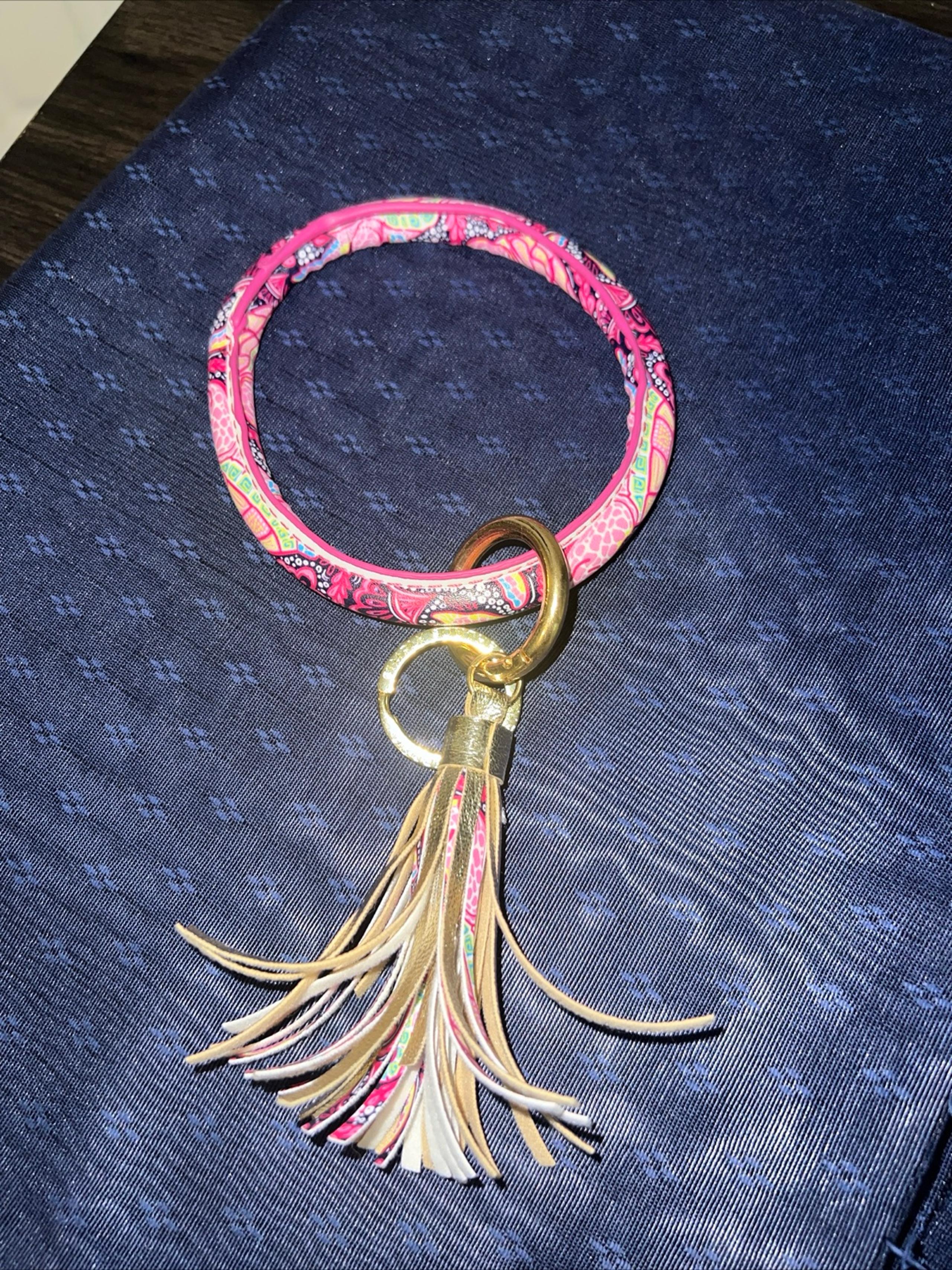 simply southern keychain With Tassel Pink Purple