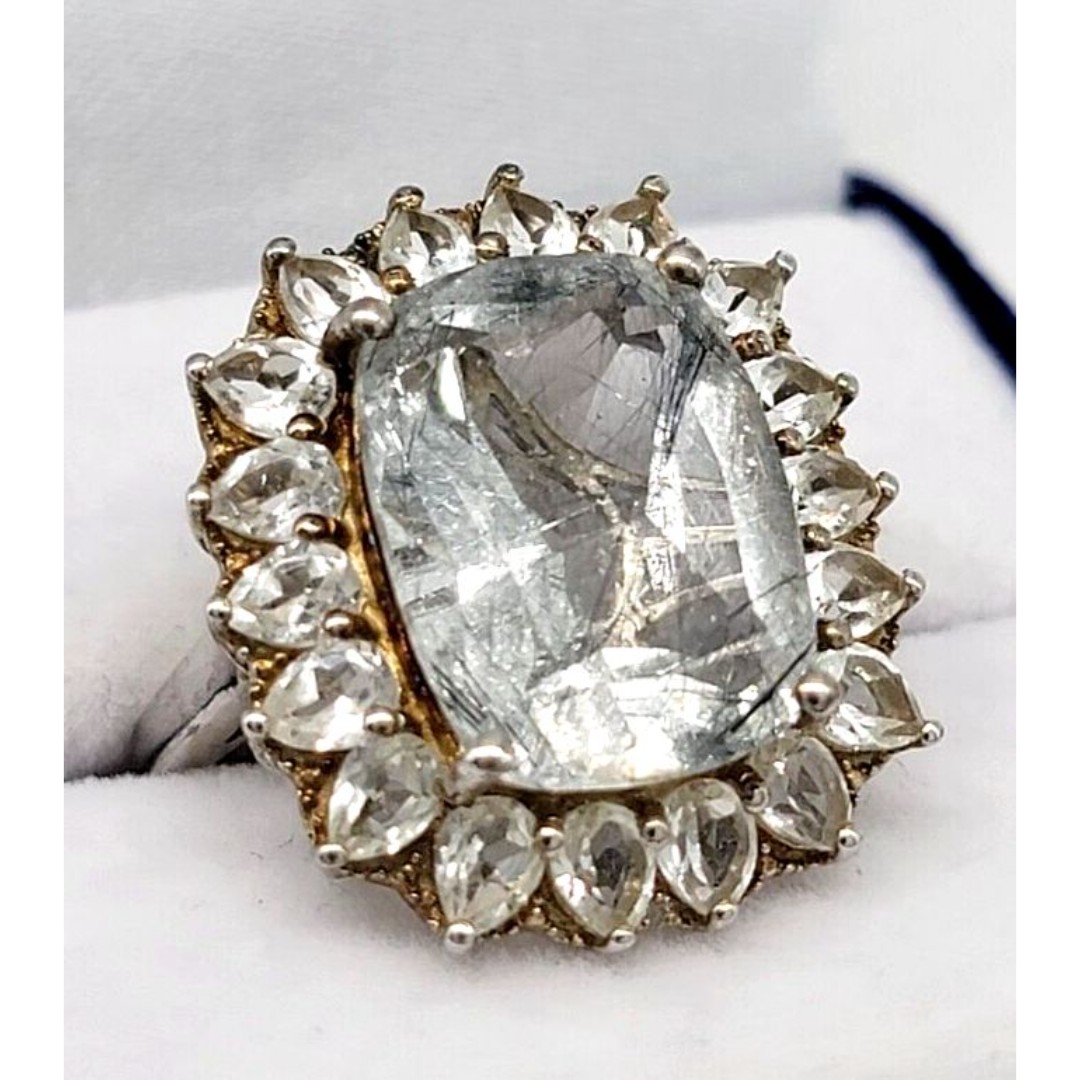 Clear CZ Quartz Baguette Ring 925 Sterling Silver Prong Set Size 8 Sparkly!