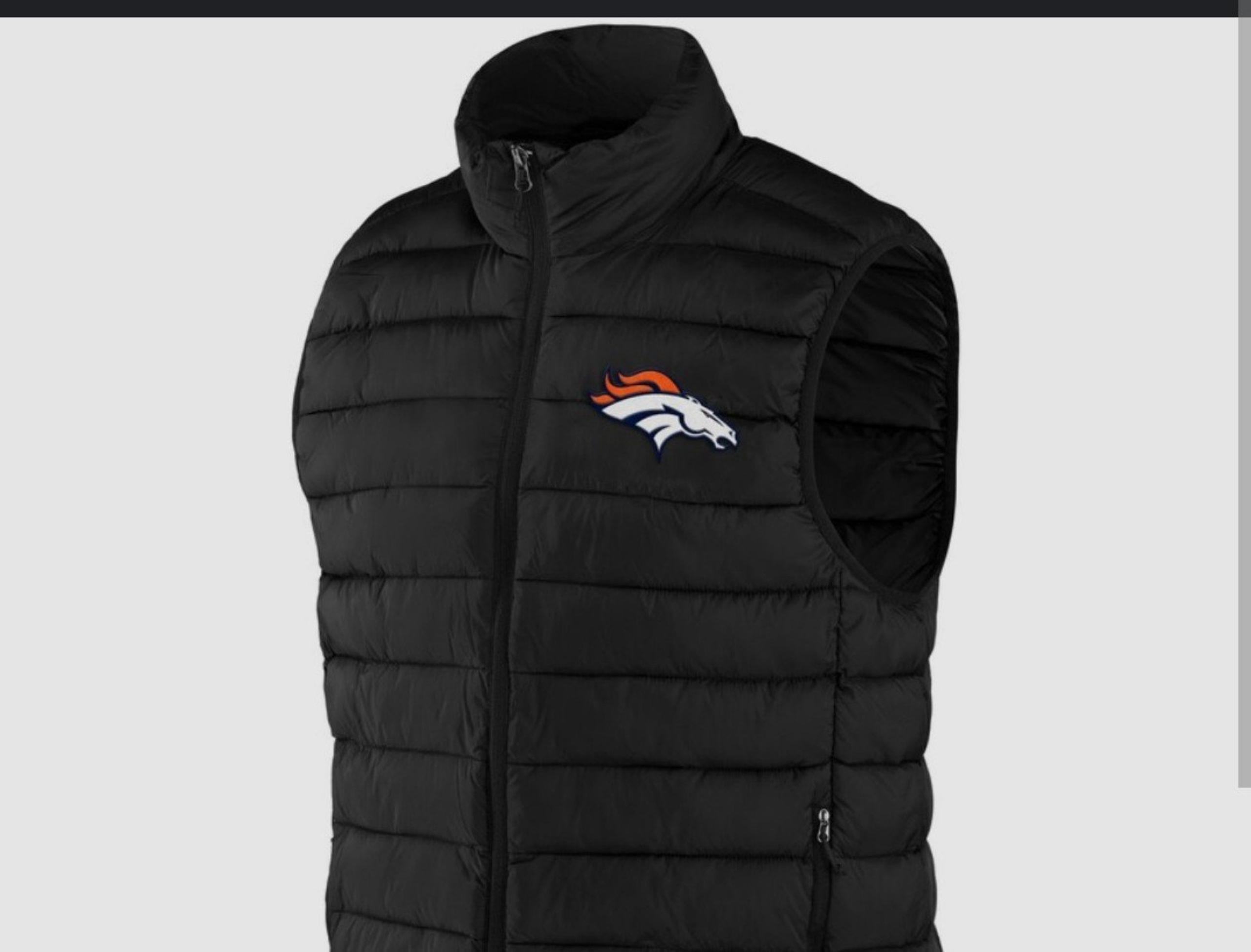 Denver Broncos Full Zip Men's NFL Black Puffer Vest Jacket Coat New W Tags ...em