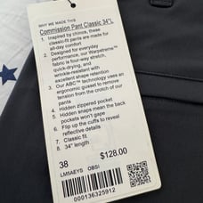 Lululemon commission classic. Pant 34”