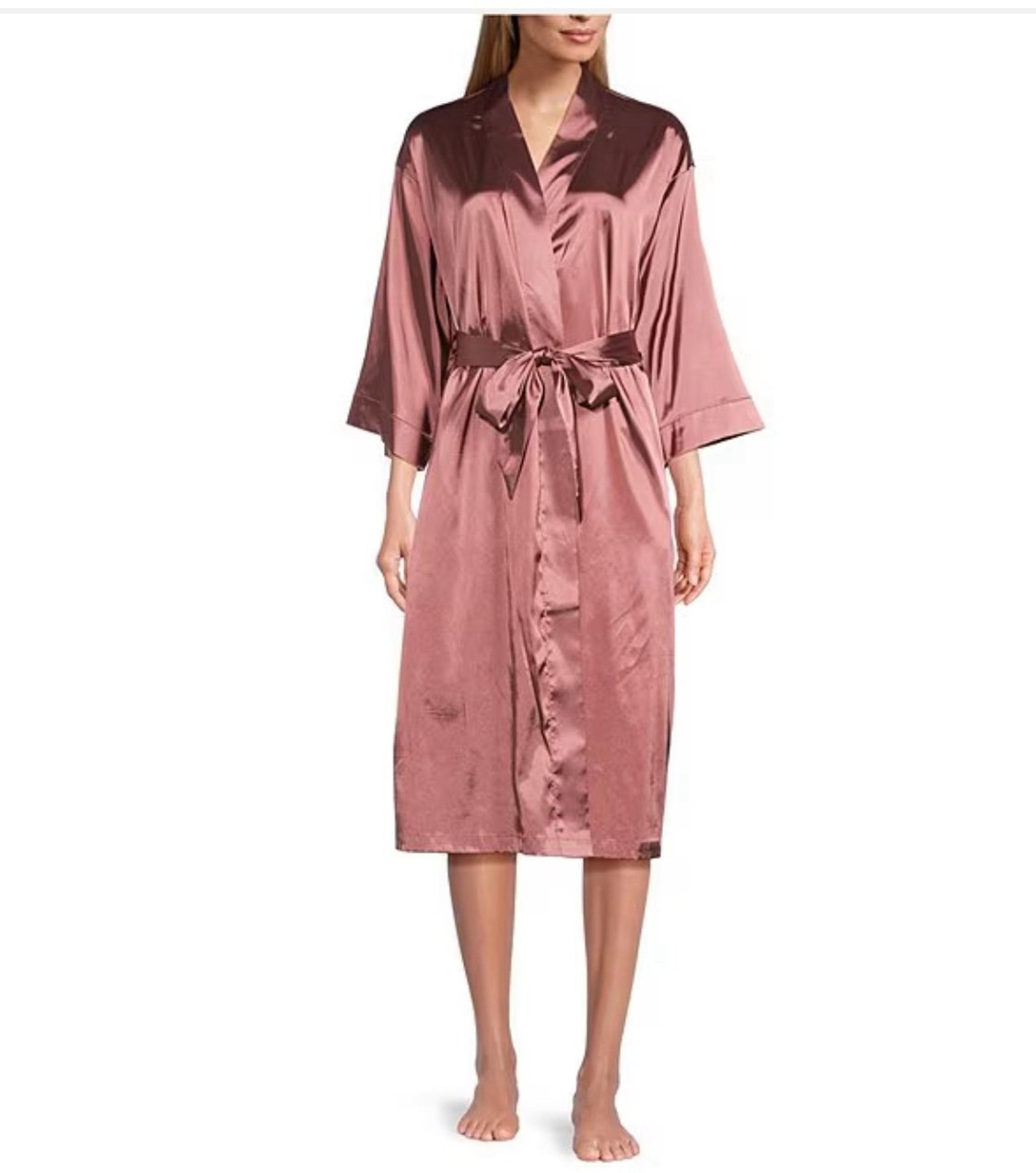 Cabernet Womens Solid Satin Short Wrap Robe size XL