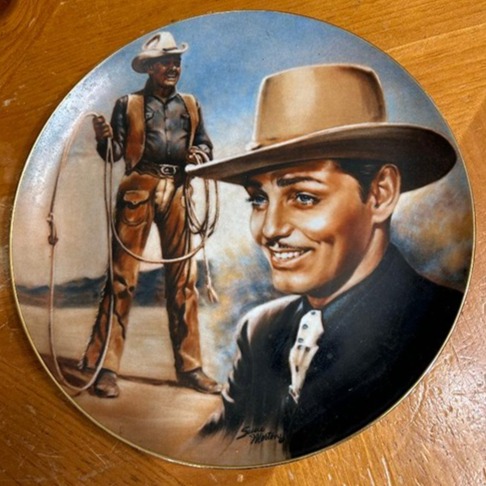STUNNING CLARK GABLE THE KING MOVIE COWBOY WESTERN PLATE ARTIST SUSIE MORTON