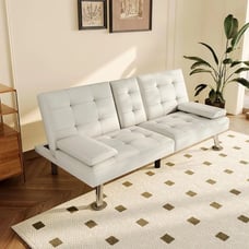 White Leather Futon Couch
