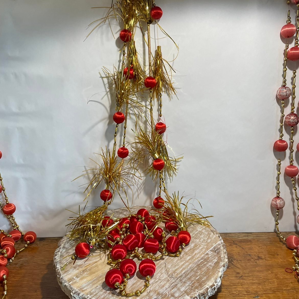Vintage MCM Christmas garland red and gold