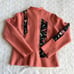 Vtg Wool Coat Jacket Womens Small Orange Pea Embroidered Floral Flower Collared