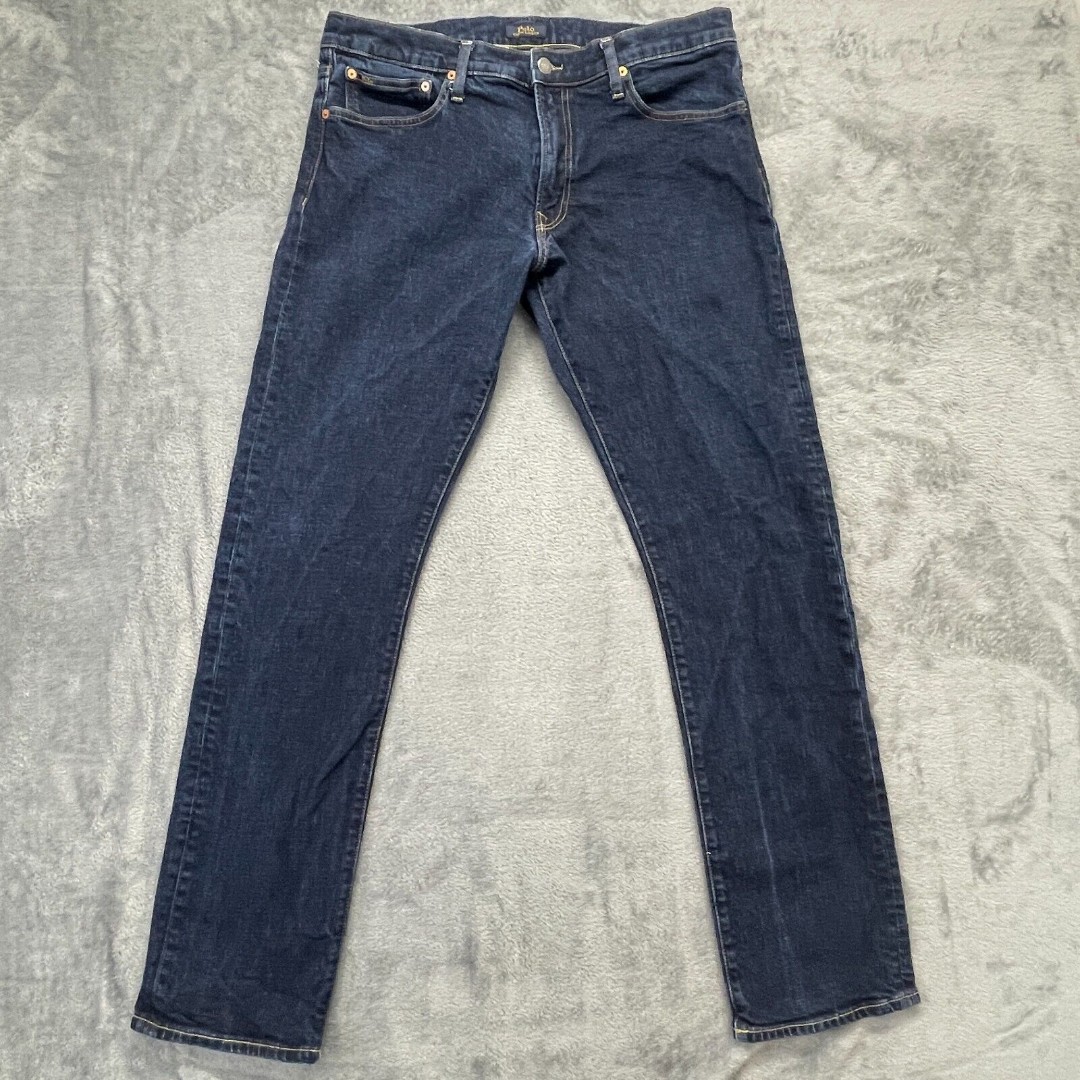 Polo Ralph Lauren Jeans Men Size 36x34 Varick Slim Straight Denim Dark Blue