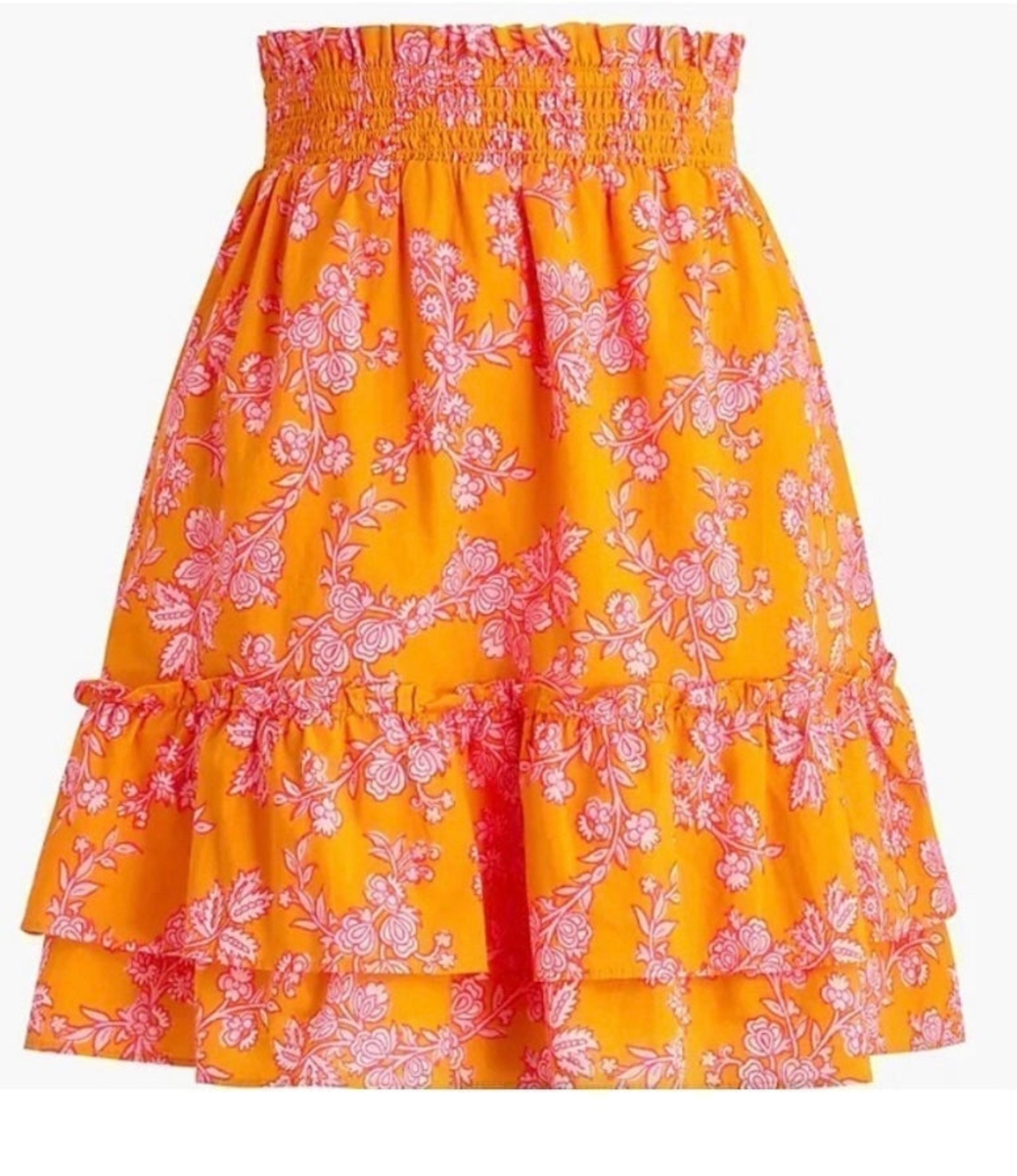 *NWOT* J Crew Factory Lined Tiered Ruffled Floral Print Knee Length A-Line Skirt