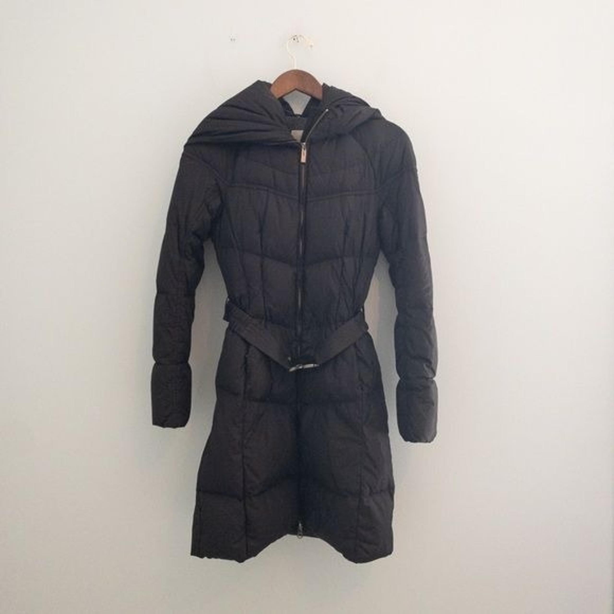 Add Down Belted Puffer Coat with Hood