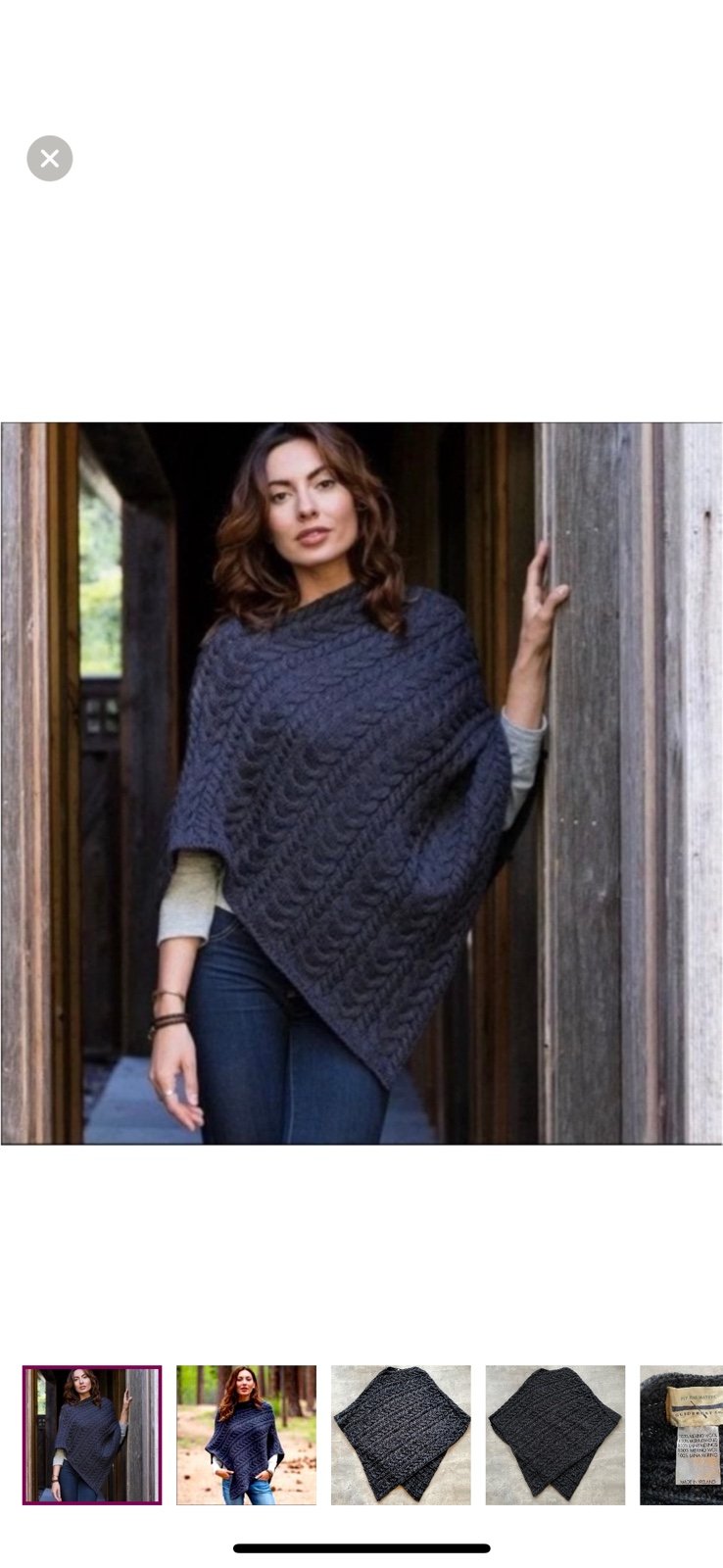 Anthropologie Guideboat Wool Cable Knit Poncho Navy Small/Medium