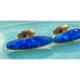 Antique Gold Filled Cufflinks Blue white Lapis style Glass