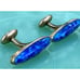 Antique Gold Filled Cufflinks Blue white Lapis style Glass