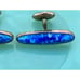 Antique Gold Filled Cufflinks Blue white Lapis style Glass