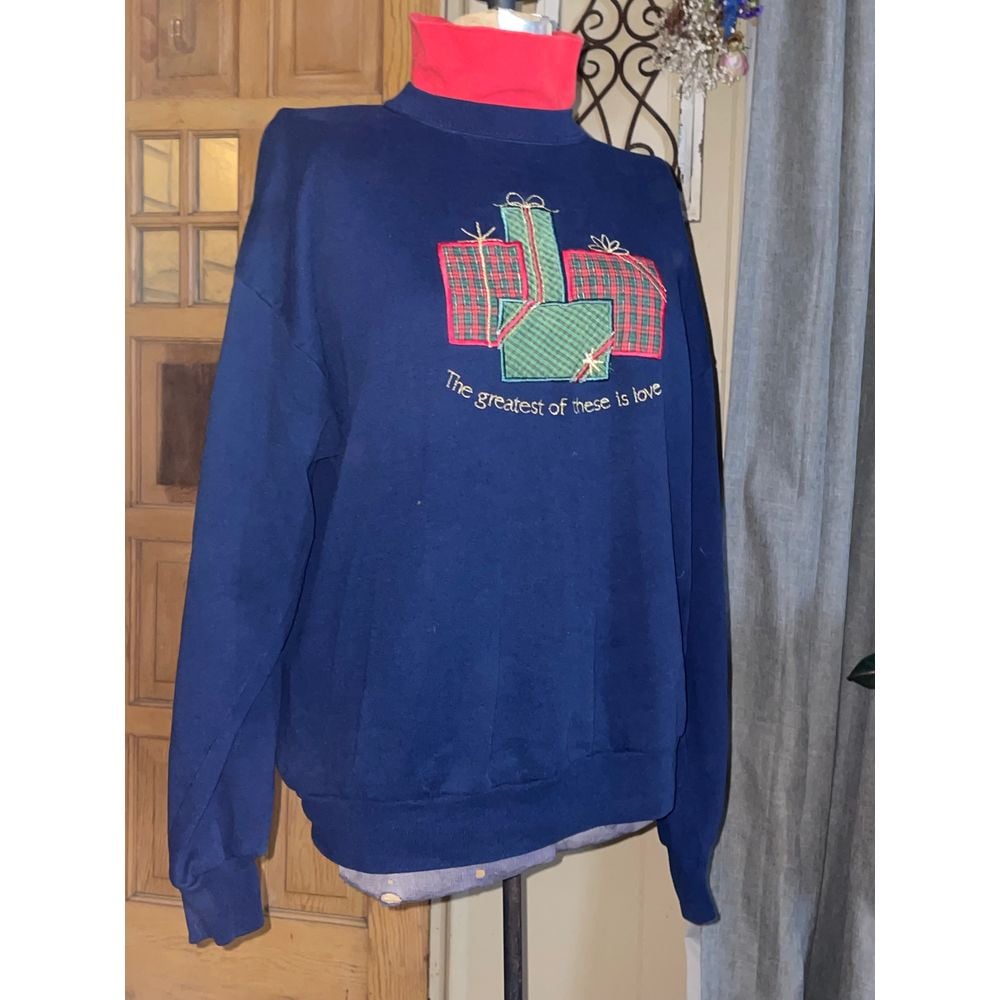 Vintage Brindan Design Christmas Embroidered Christmas Tree Sweatshirt Size XL