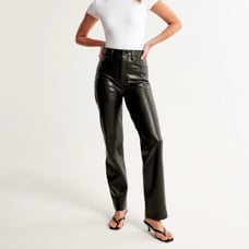 Abercrombie and Fitch vegan leather 90’s straight high rise pants