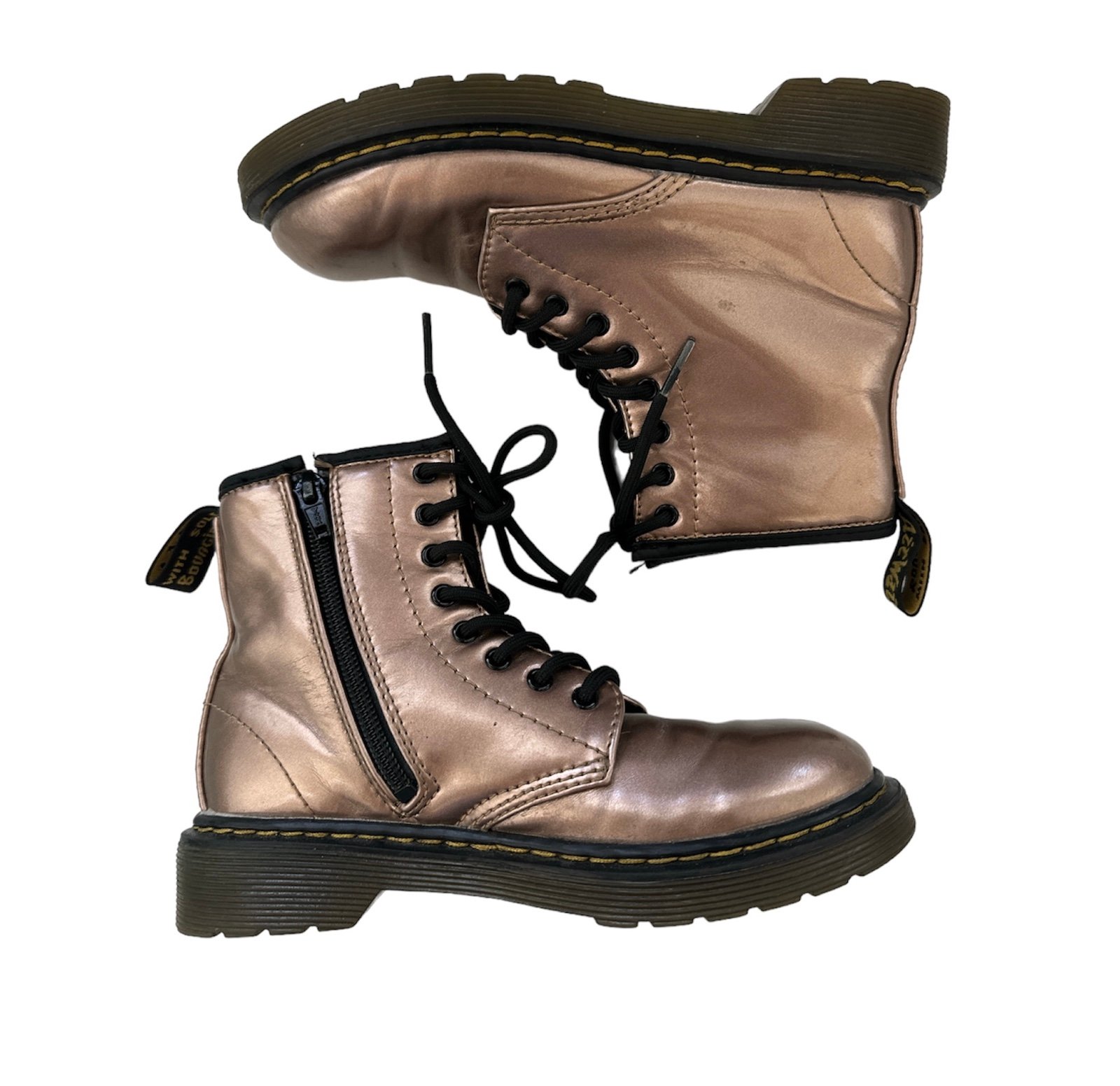 Dr. Martens 1460J Kid Youth Combat Boots Rose gold size US1 youth Zipper closure