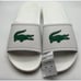 Lacoste croco sliders in white / green- NWT- Men 12/ EUR 46