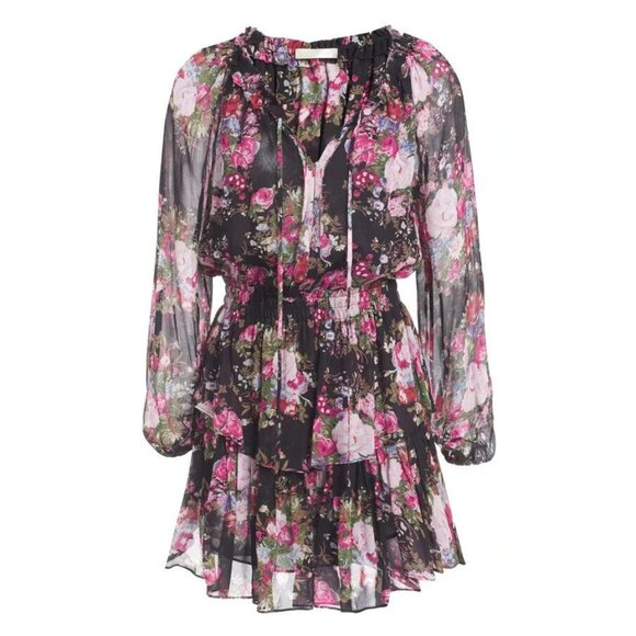 NWT LoveShackFancy Popover Mini in Midnight Muse Floral Ruffled Dress XS