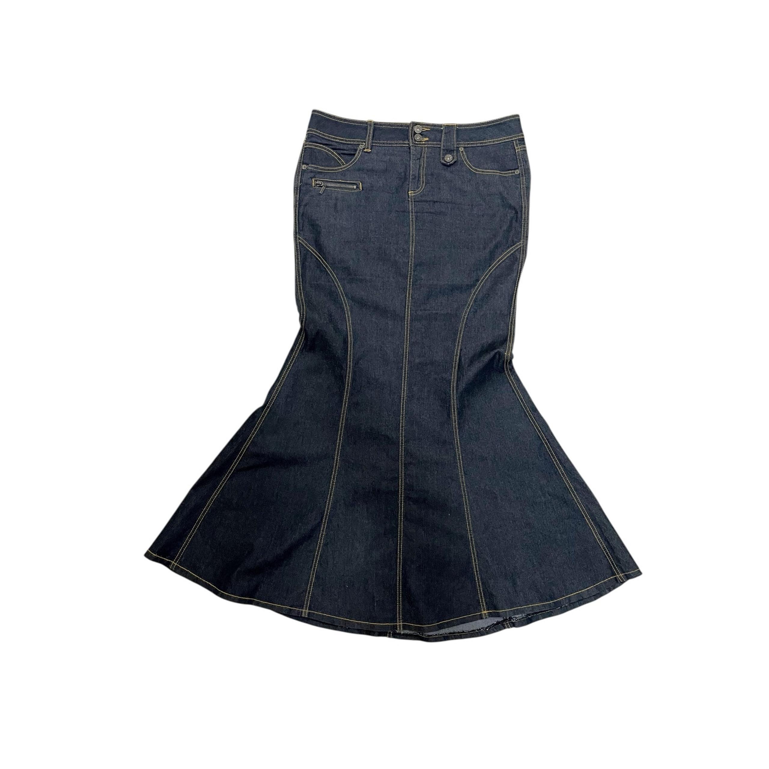 Bisou Bisou Maxi Dark Denim Mermaid Skirt 2000s Y2K Sz 10
