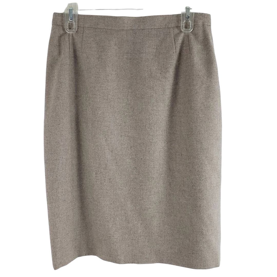 Escada Pencil Skirt Wool Cashmere Size 40 US 10 Career Coordinate Beige