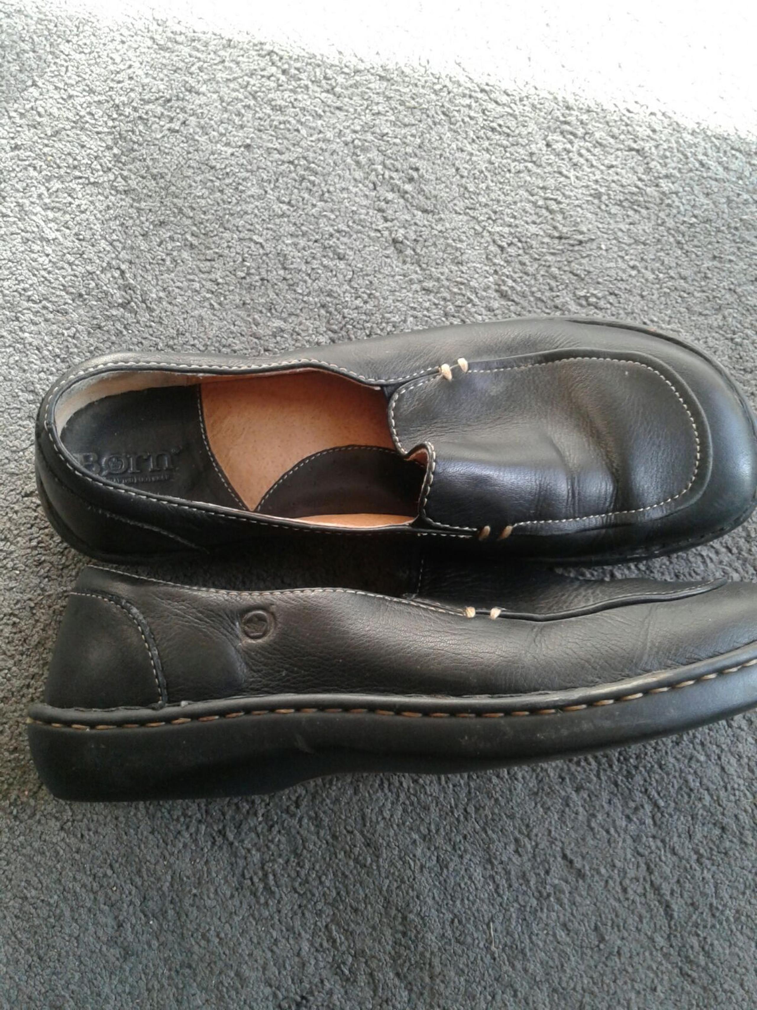 Born black leather slip ons 9.5