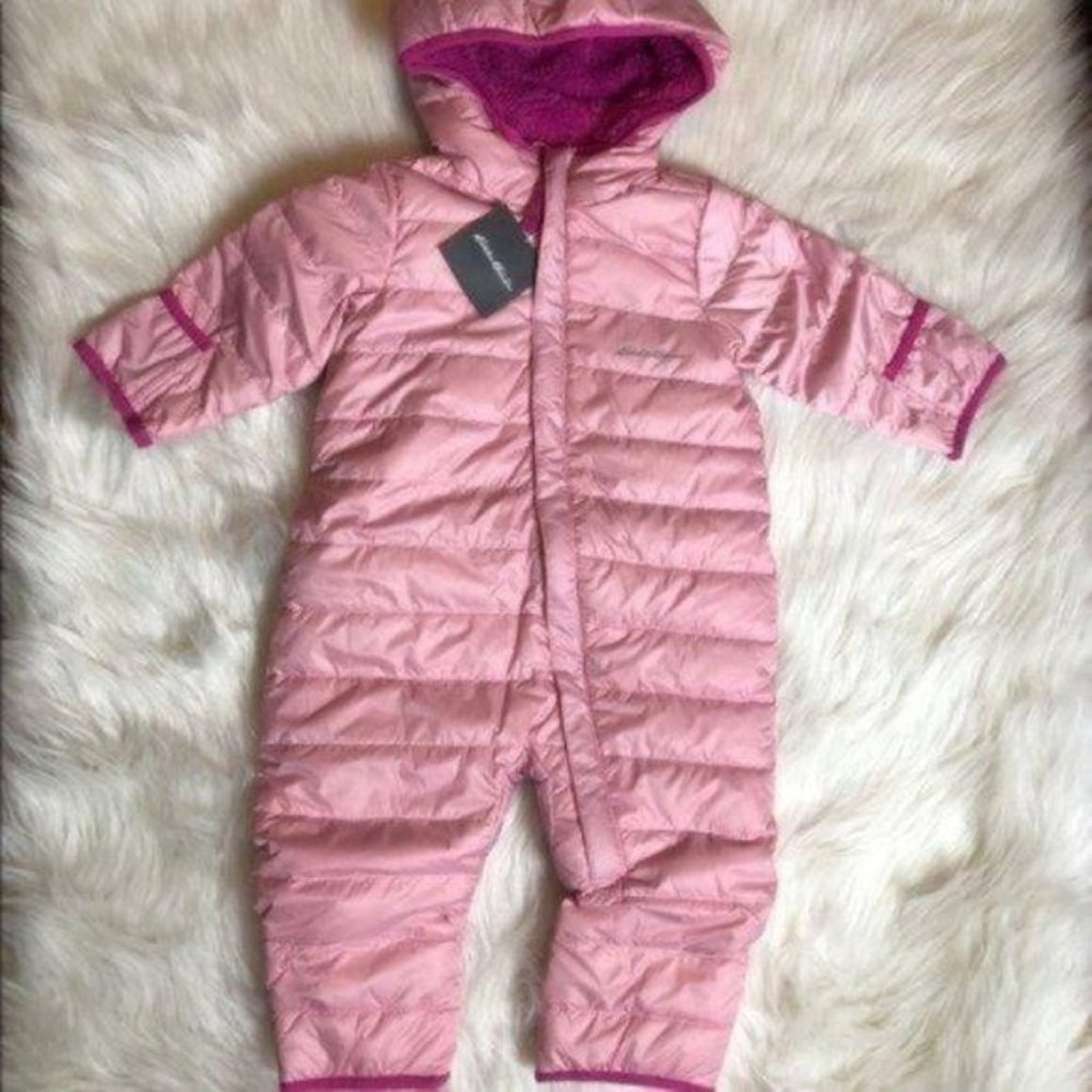 Eddie Bauer Infant Pink Classic Down Snowsuit Size 3-6 M