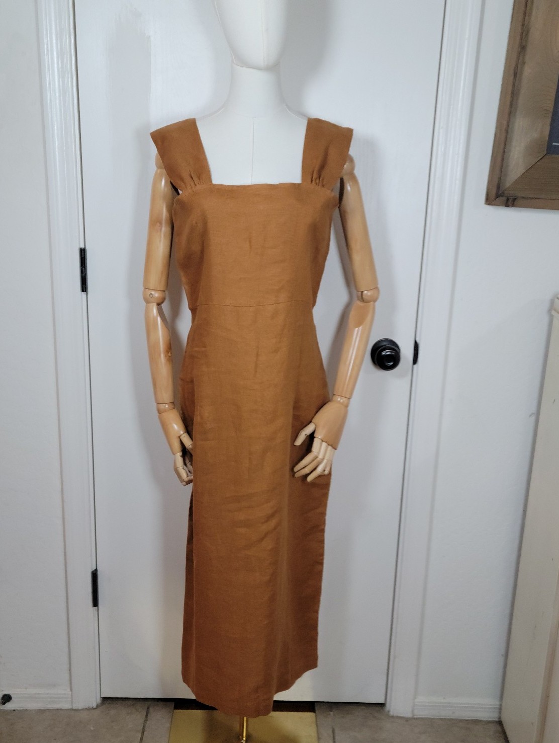Rita Row Otavia Camel 100% Linen Dress Size Medium