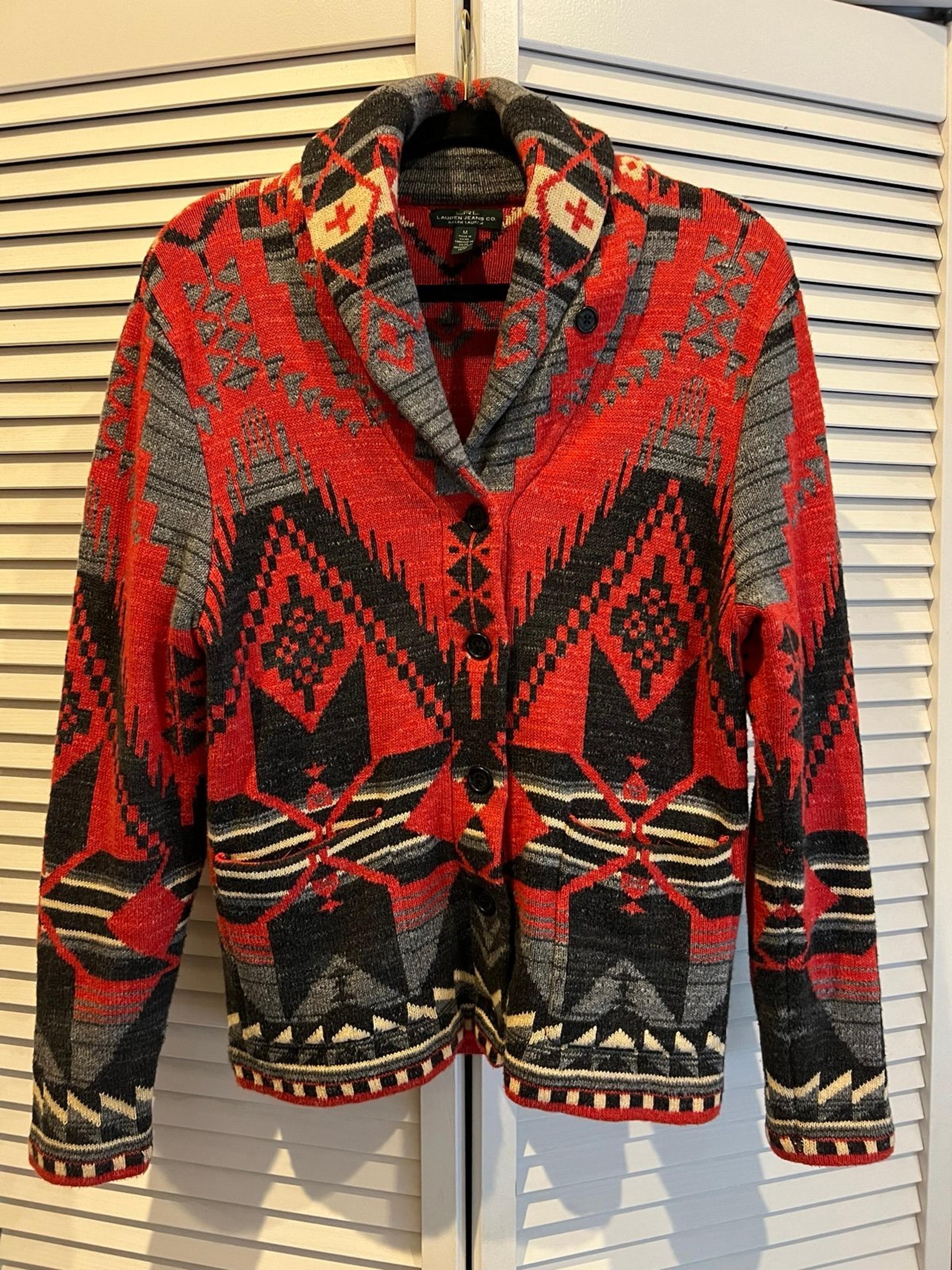 Cardigan Sweater Aztec Southwestern Ralph Lauren Size Medium