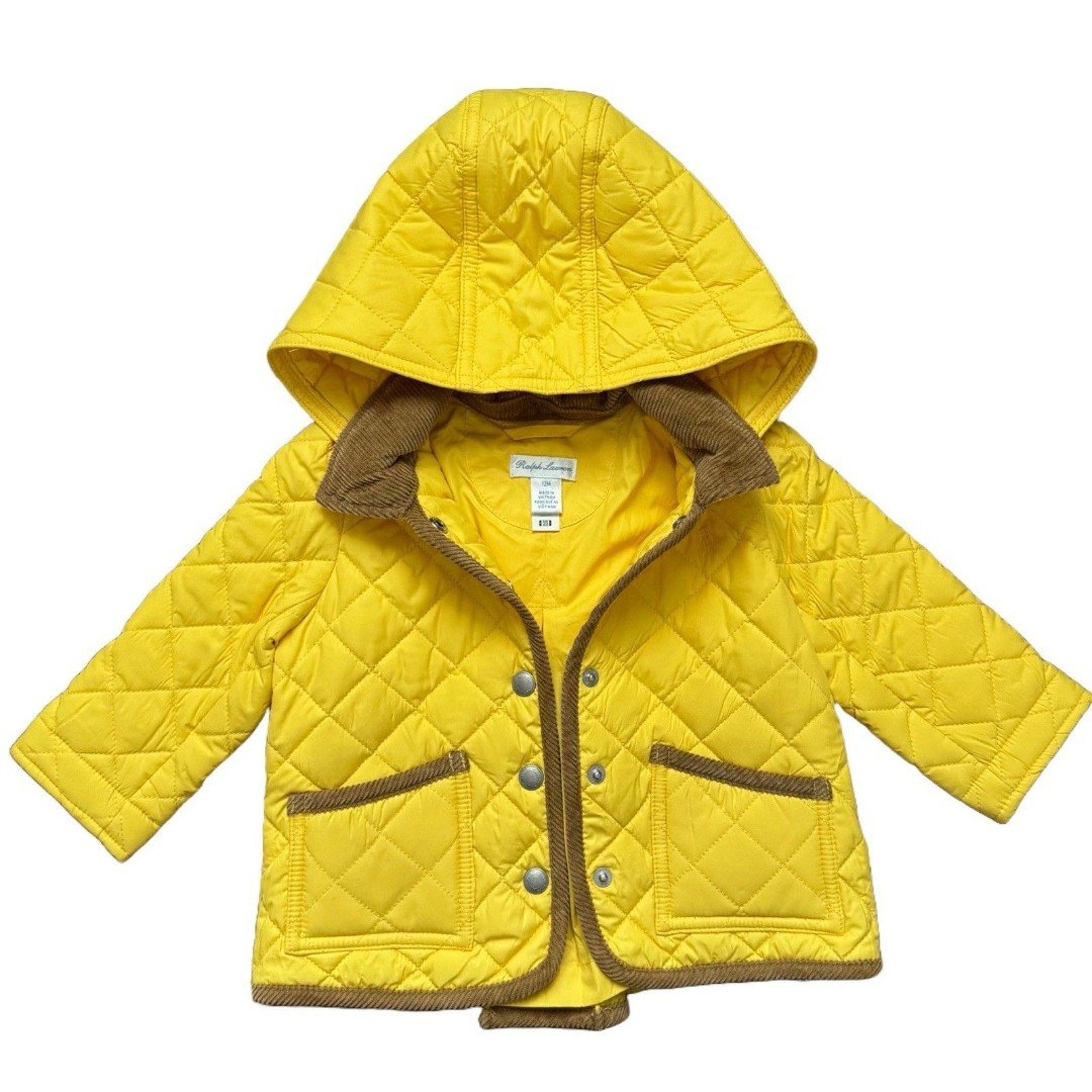 Baby Quilted Jacket - 12 Months - Yellow W/ Corduroy Accents - Polo Ralph Lauren
