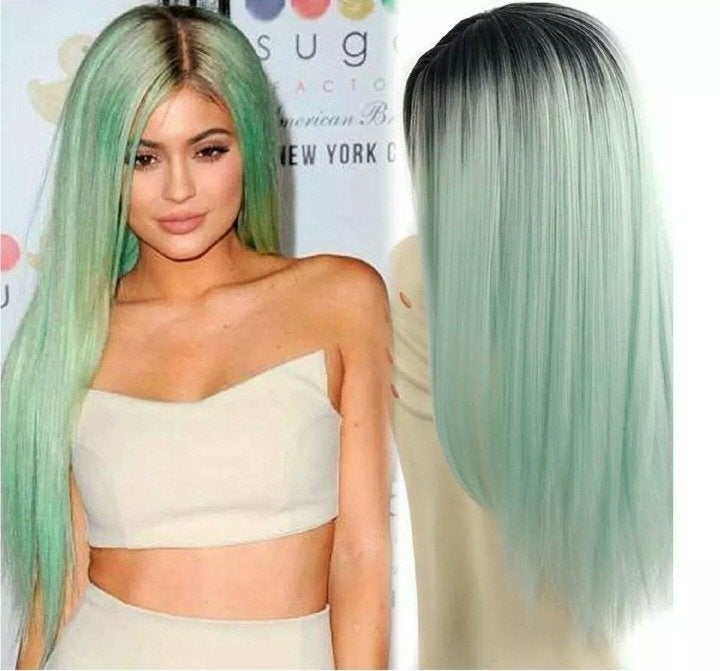 Wow factor celebrity mint green wig