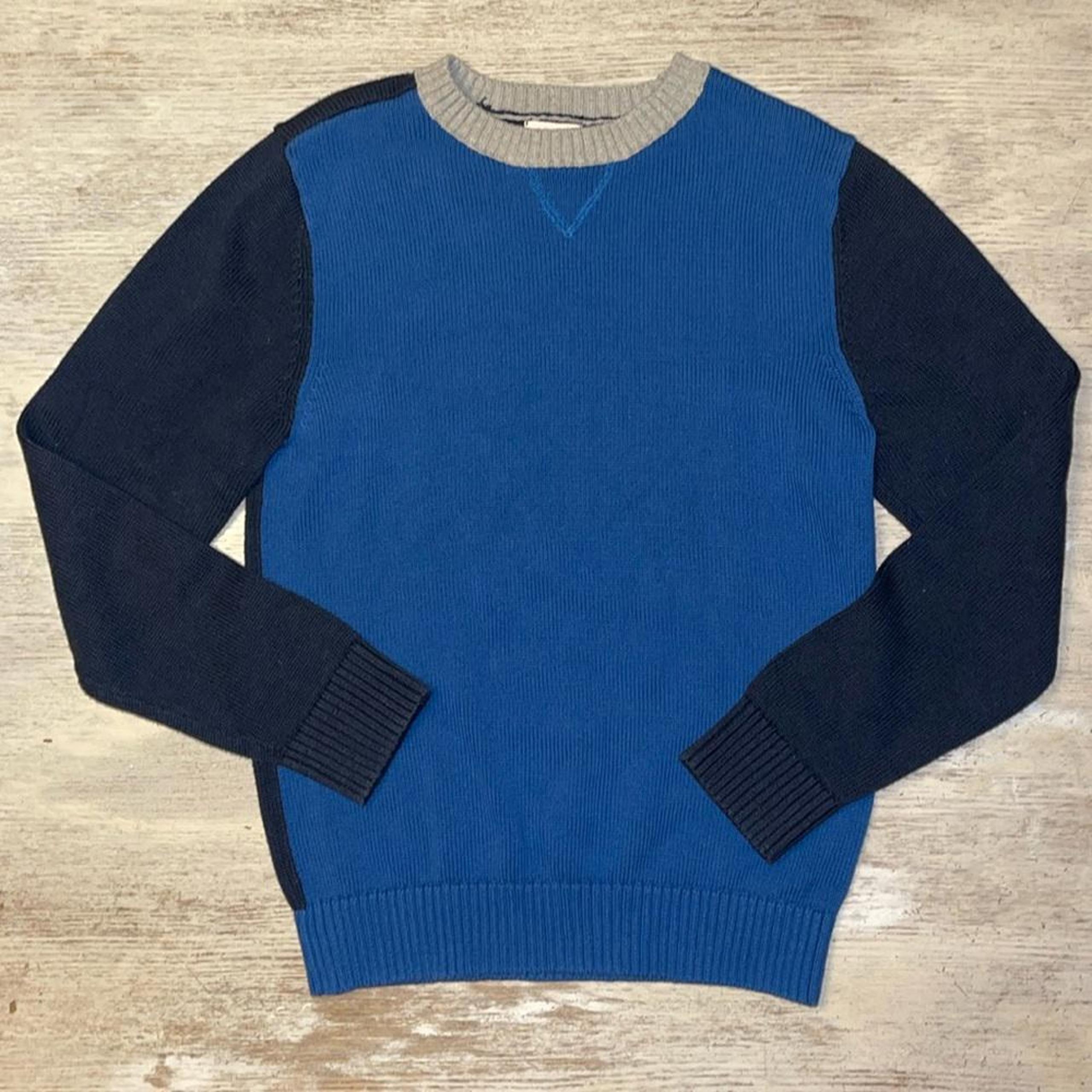 EUC Lands End Navy Blue Knit Sweater Size 10 12 Years 100% Cotton