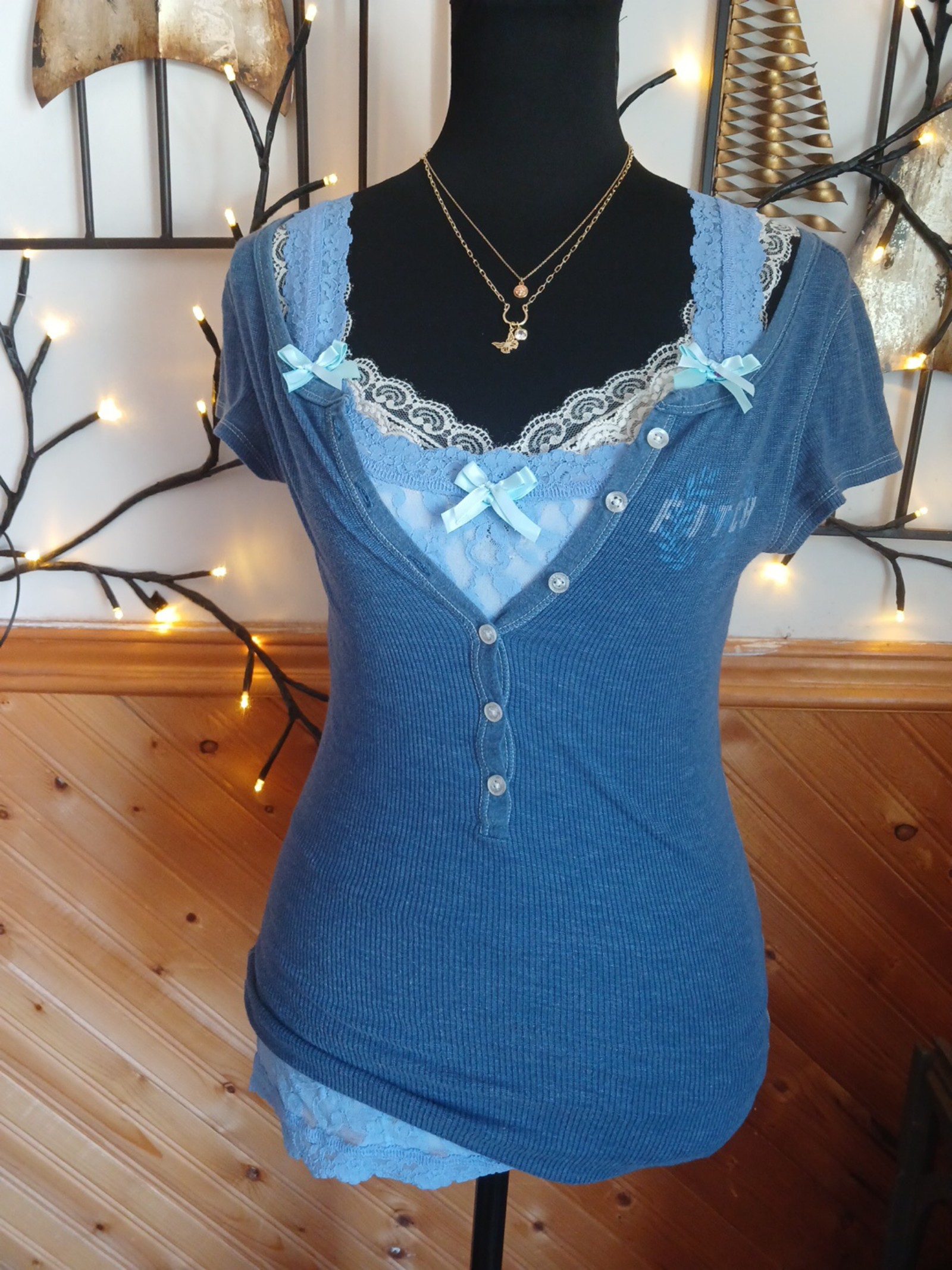 ♡Y2K♡Abercrombie ribbed button down sleeve babydoll henley top♡