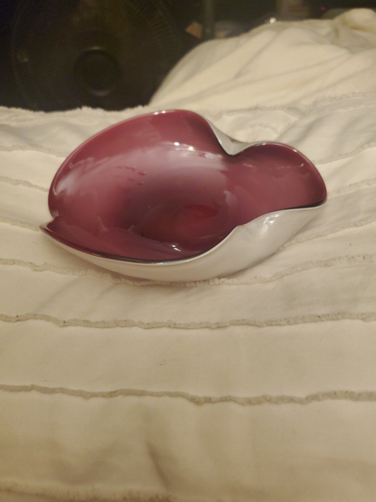 Vintage Murano Raspberry Colored Glass Dish