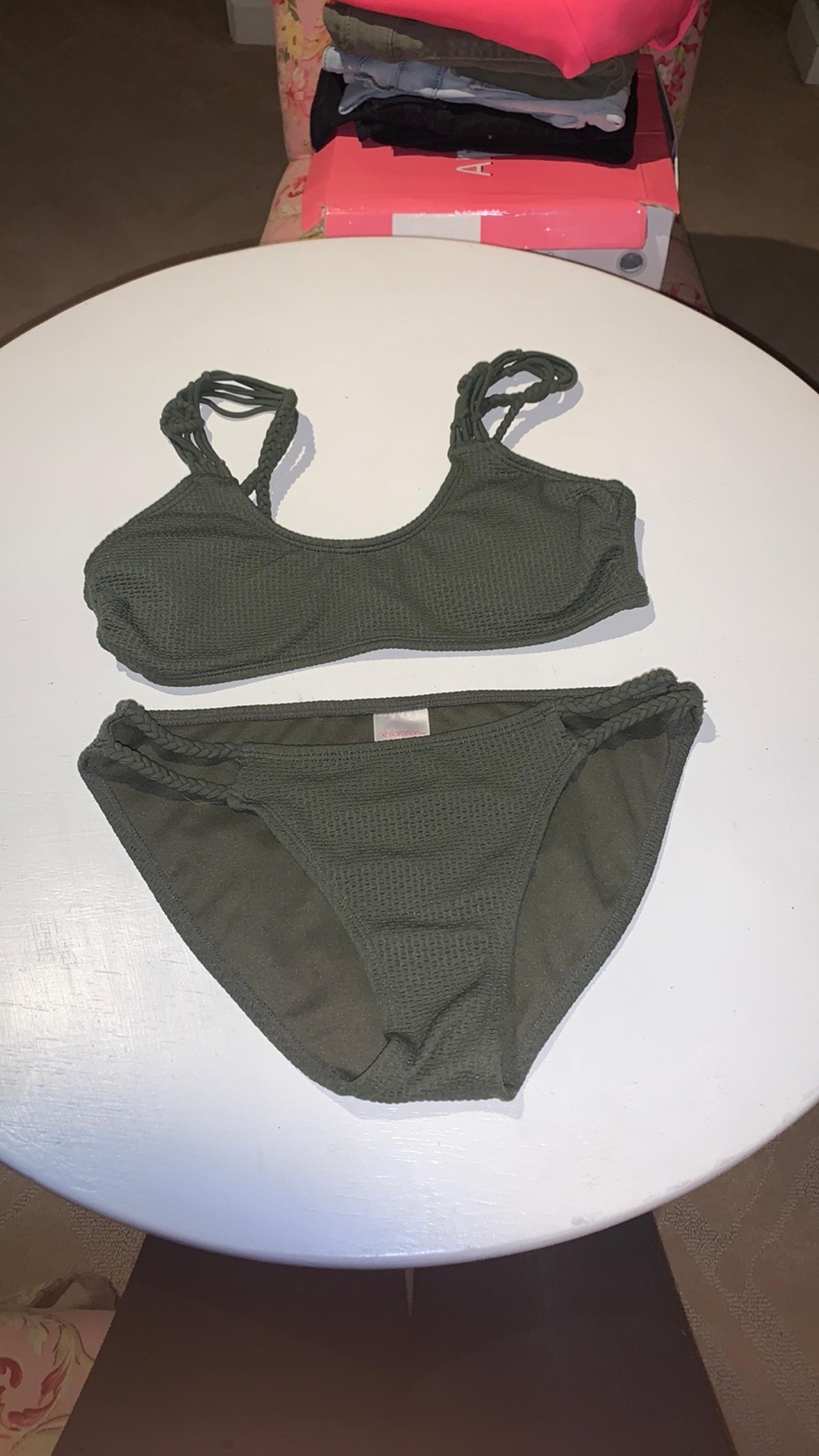 Xhilaration green small bottom medium top braided bikini top straps