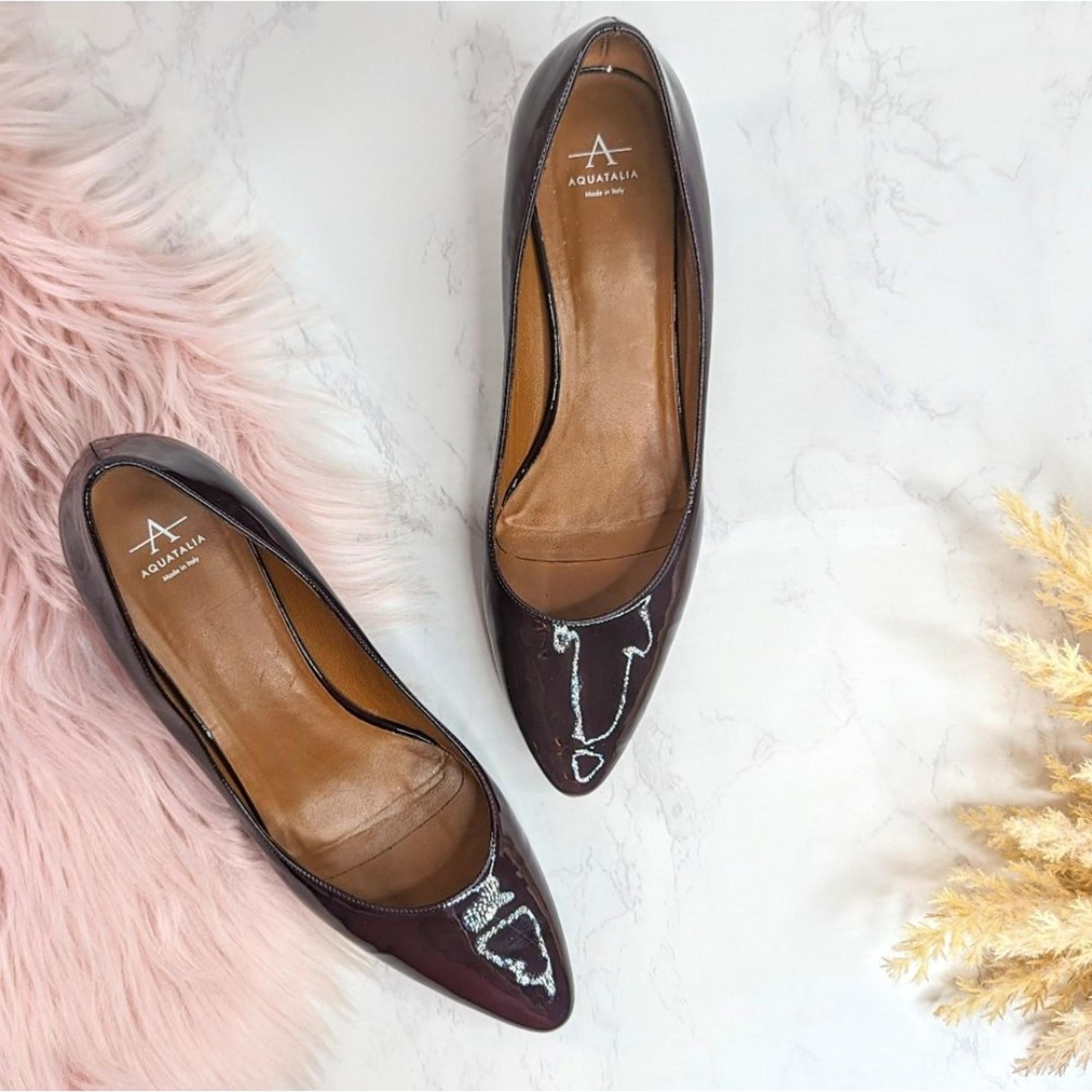 Aquatalia Women's Phoebe Weatherproof Mid Heel Pumps in aubergine Sz 11