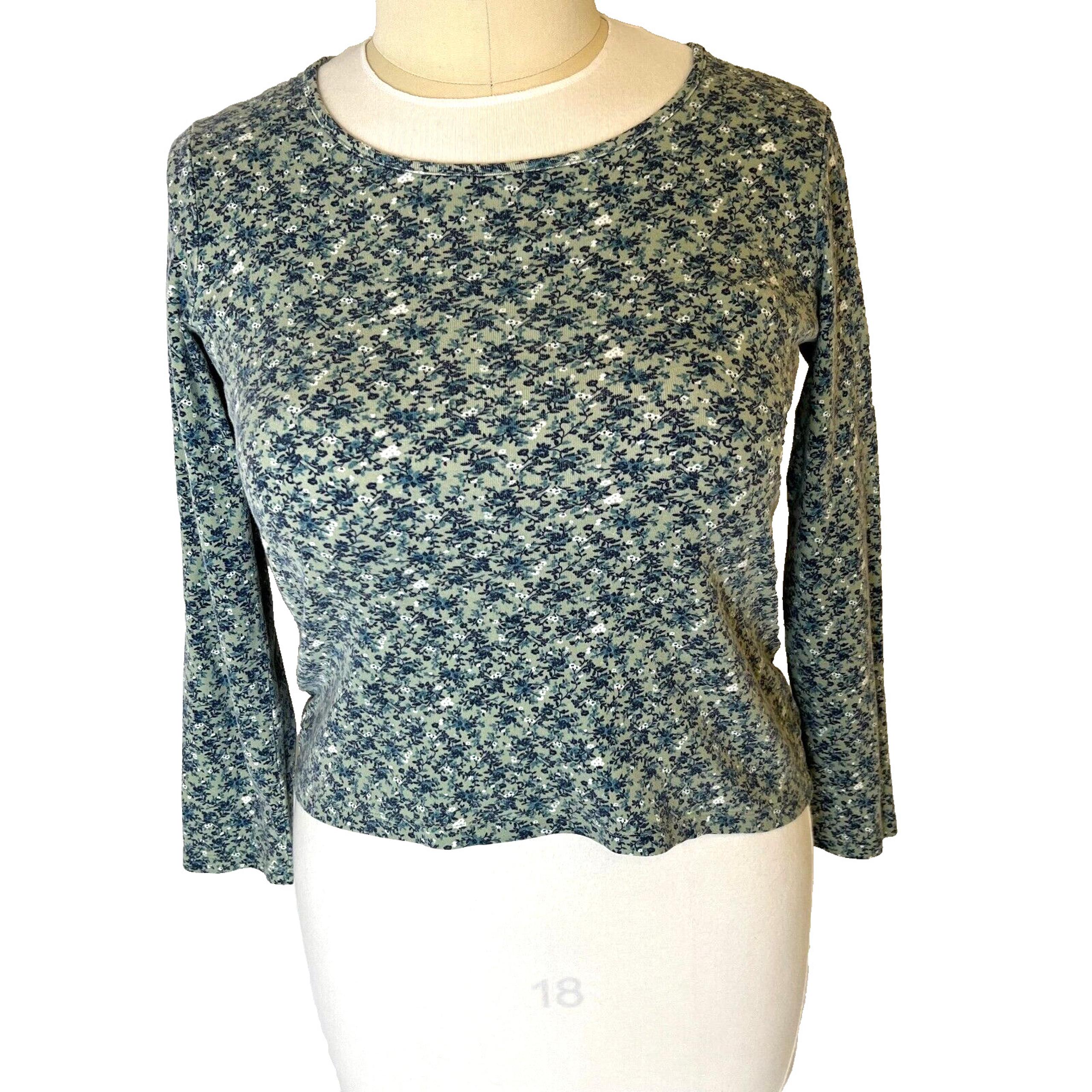White Stag L Women's Top Sage Green Knit Long Sleeve Boat Neck