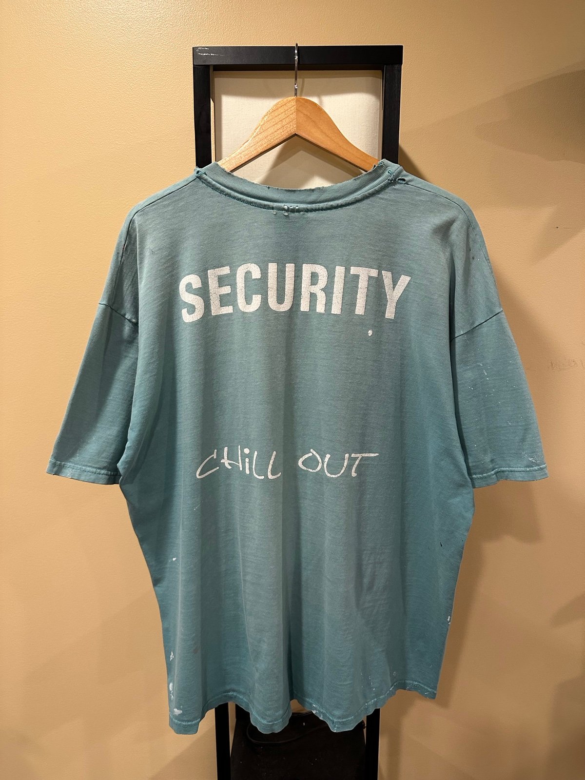 Vintage Hanes Security “Chill Out” Green Sun Faded Painter T-Shirt