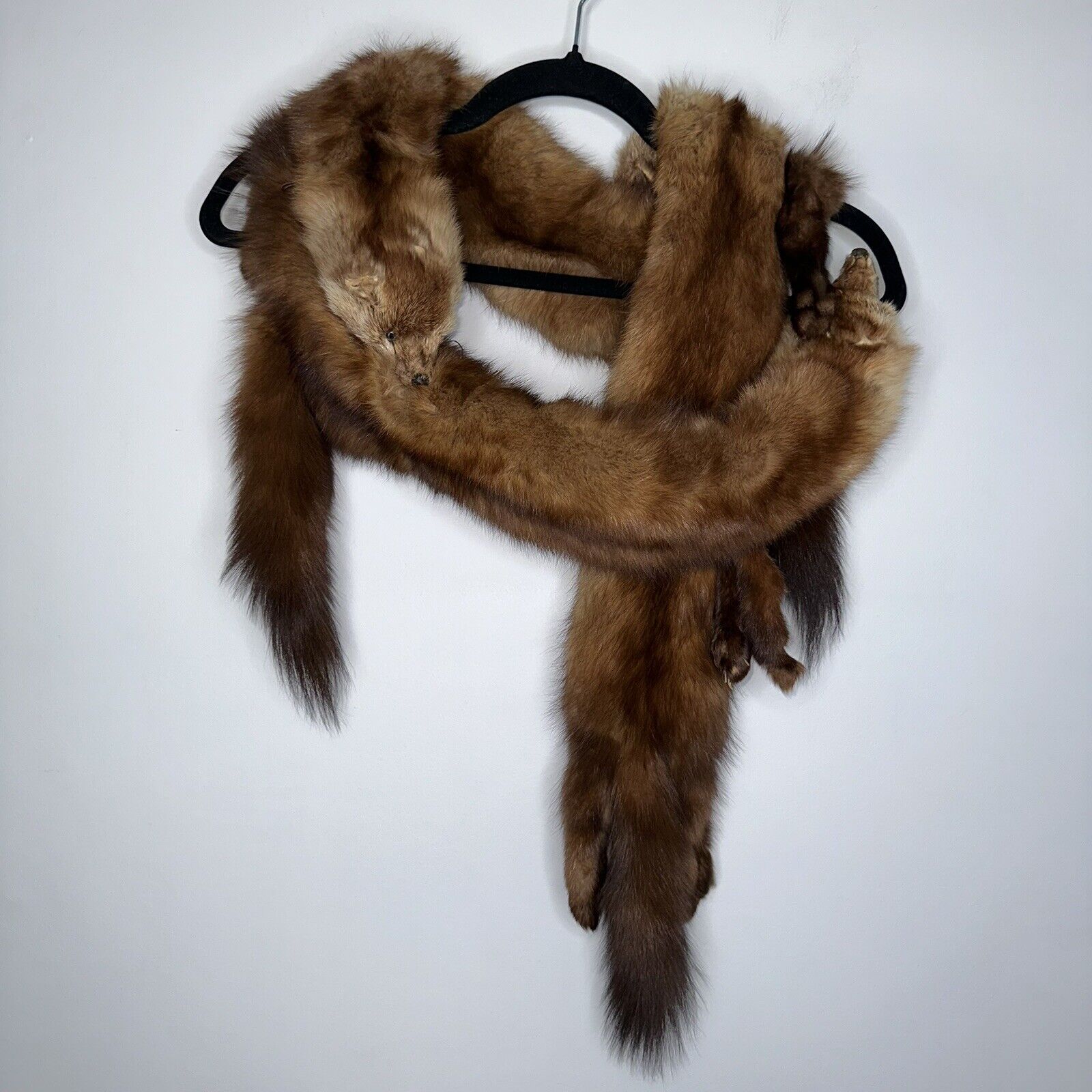Connecticut Furriers Vintage 3 Whole Body MINK Pelts BOA Stole Wrap Scarf 1940’s