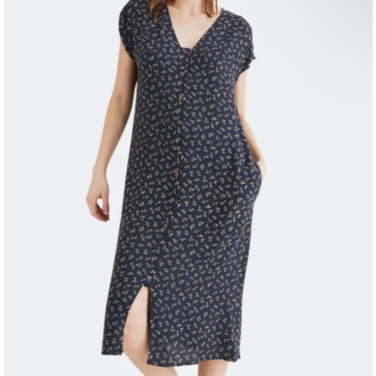 MADEWELL Women’s Easy Midi Dress in Spring Fling Navy Floral size XL