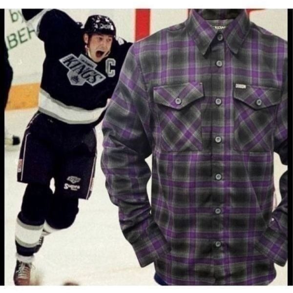 Women's Dixxon The Forum Purple & Black LA Kings Colors Flannel Shirt Medium B3